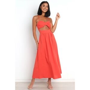 Petal & Pup Boat Dress in Spice | Cotton Coral Halter Dress NWT